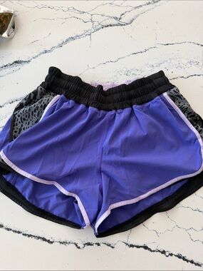 Women's Purple Athletic Running Shorts with Black Waistband